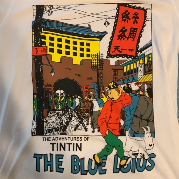 *VERY RARE* The adventures of TINTIN and the Blue Lotus VINTAGE T-Shirt - Picture 5 of 6